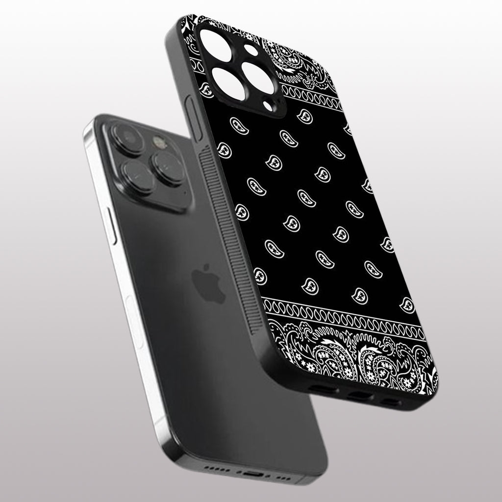 Paisley Black pattern phone case for iphone 11 pro |Glass case