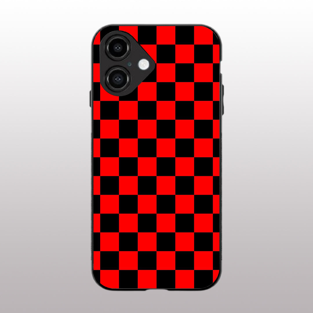 Red & Black Pattern phone case for iphone 16 plus | Glass case