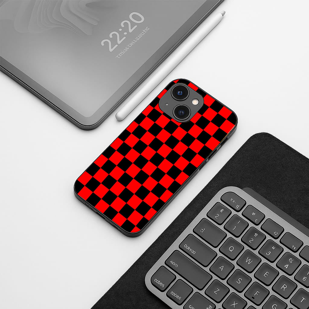 Red & Black Pattern phone case for iphone 15 plus | Glass case
