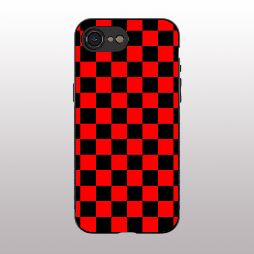 Red & Black Pattern phone case for iphone 16E | Glass case