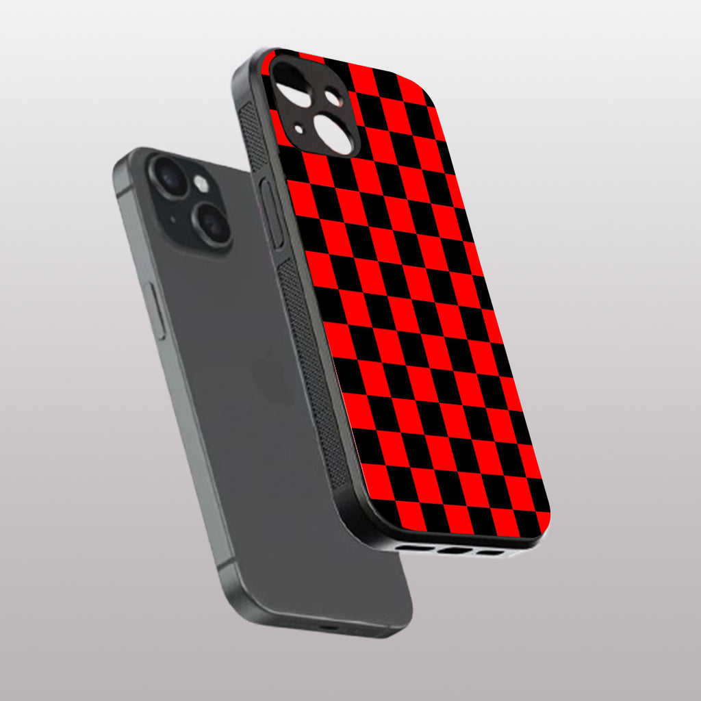 Red & Black Pattern phone case for iphone 15 plus | Glass case