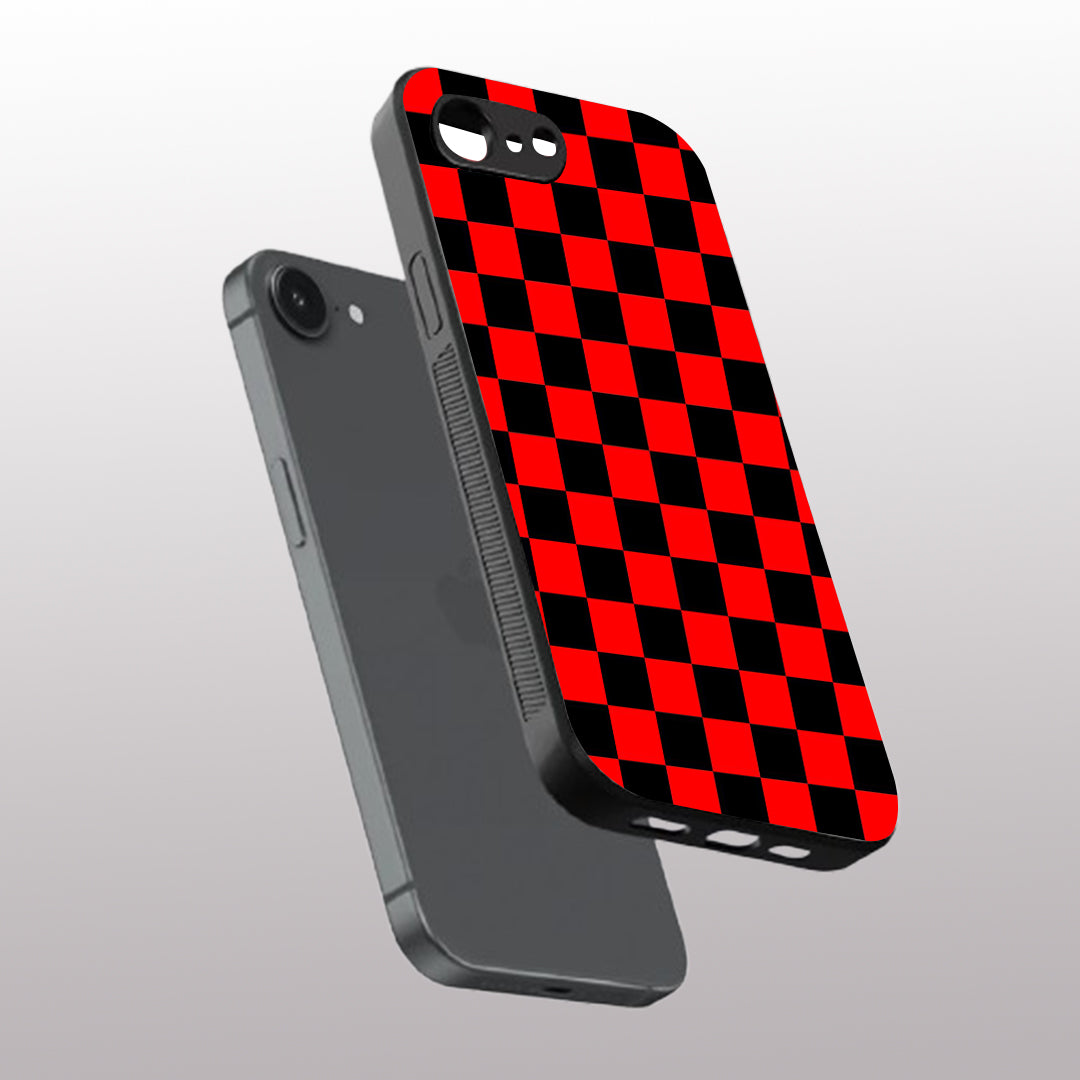 Red & Black Pattern phone case for iphone 16E | Glass case