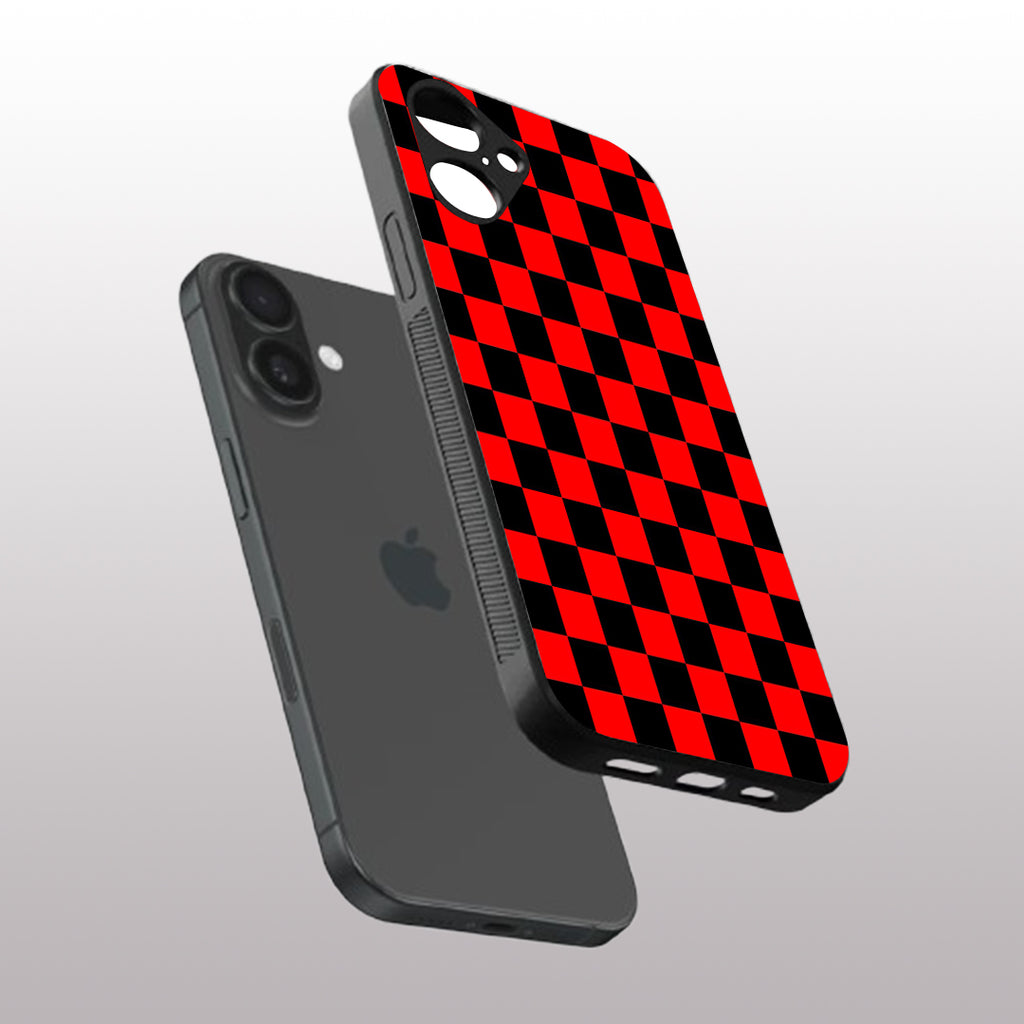 Red & Black Pattern phone case for iphone 16 plus | Glass case