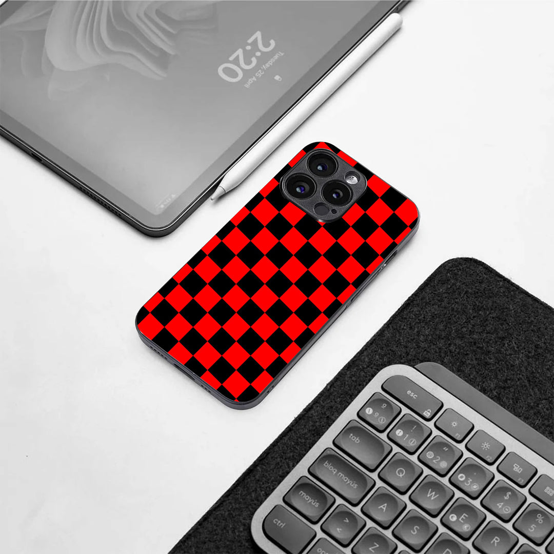 Red & Black Pattern phone case for iphone 13 pro | Glass case