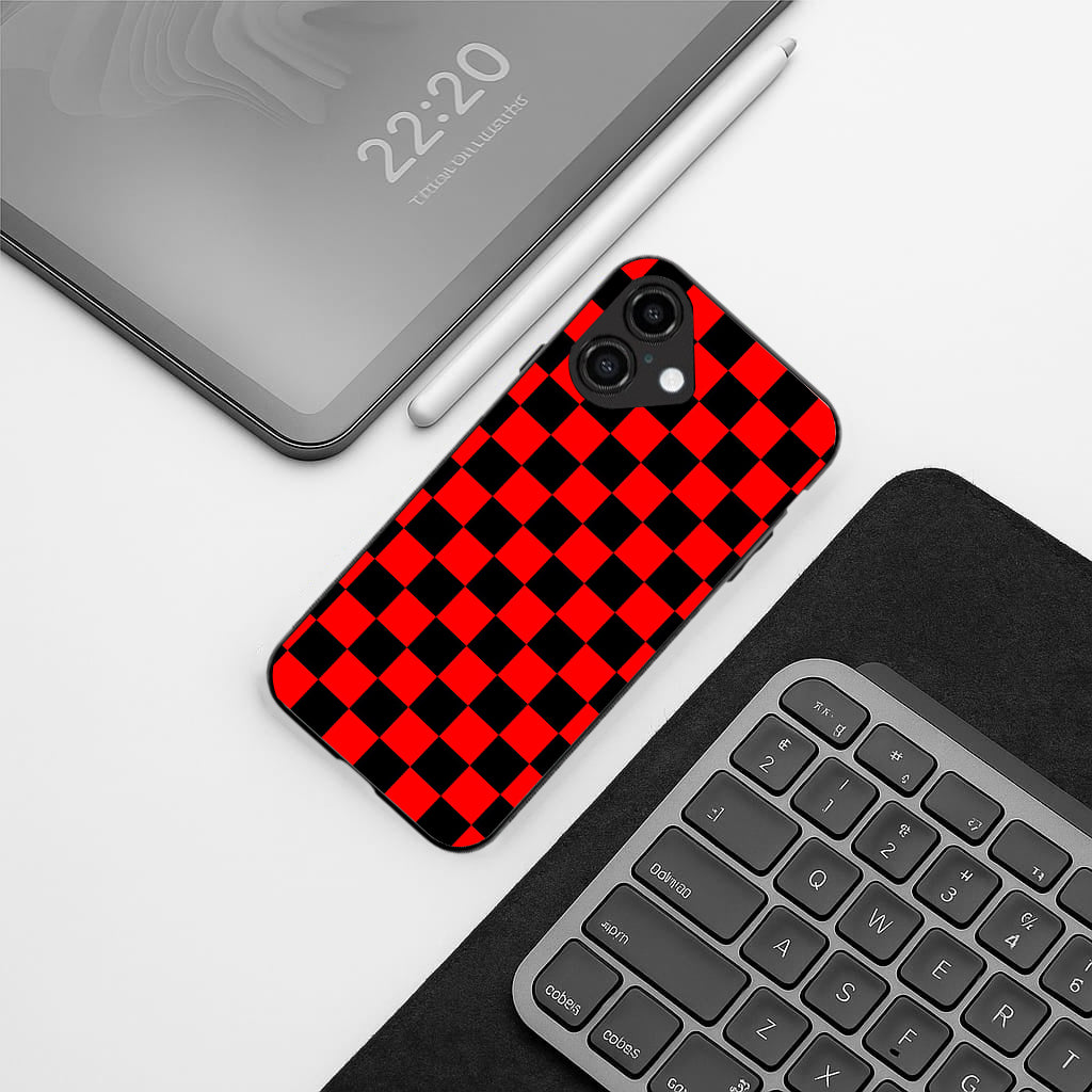 Red & Black Pattern phone case for iphone 16 plus | Glass case