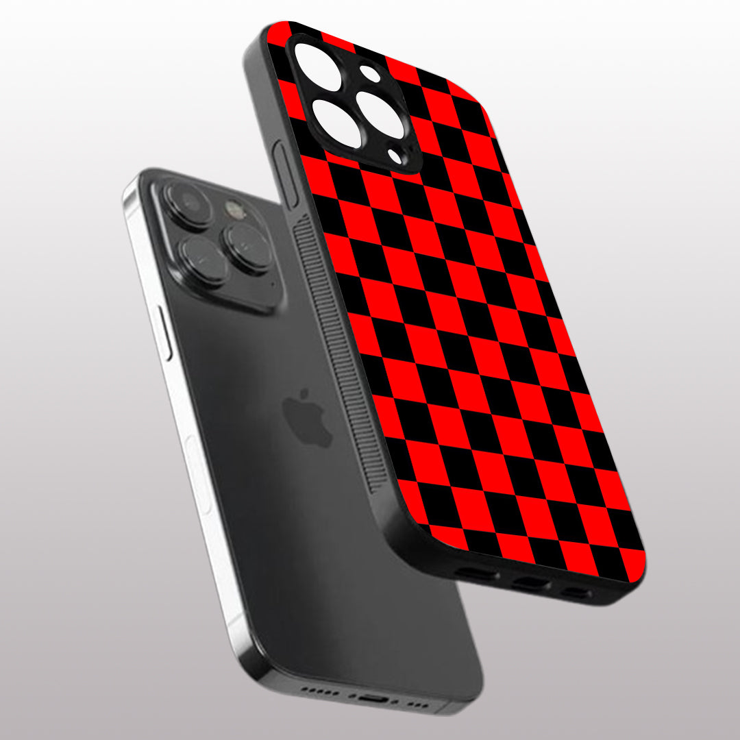 Red & Black Pattern phone case for iphone 11 pro | Glass case