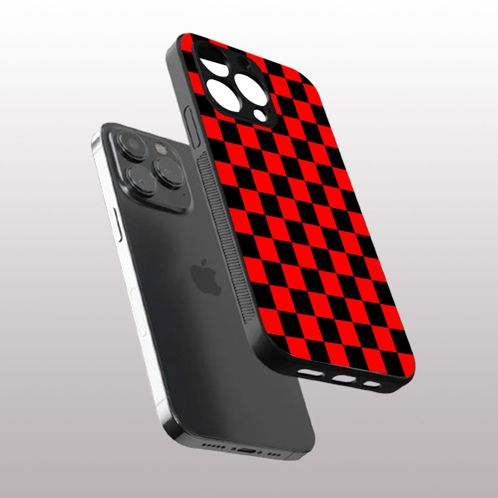 Red & Black Pattern phone case for iphone 16 pro max | Glass case
