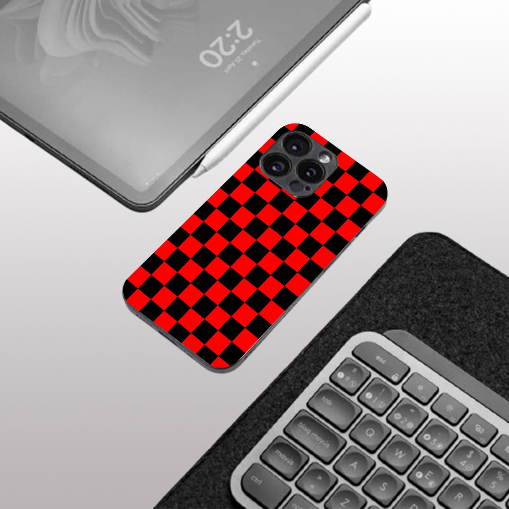 Red & Black Pattern phone case for iphone 15 pro max | Glass case