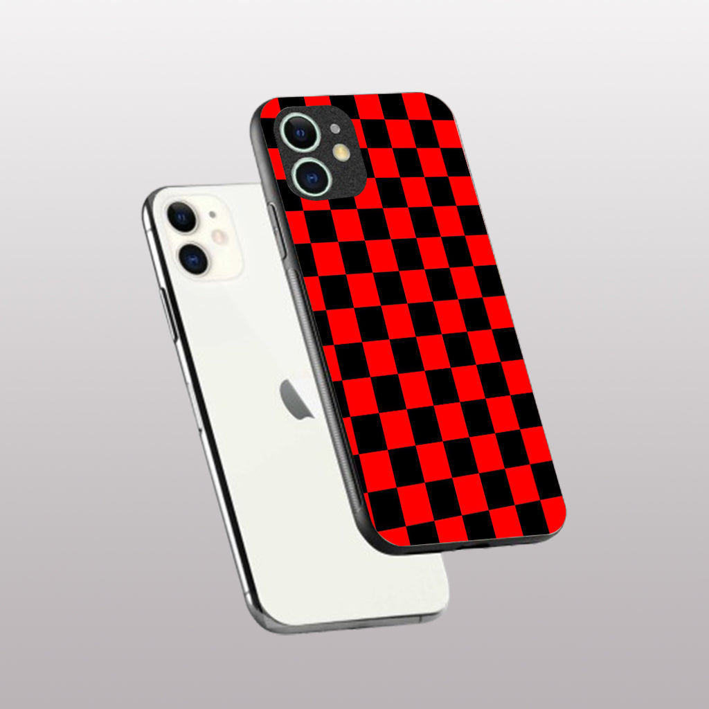 Red & Black Pattern phone case for iphone 12 mini |Glass case