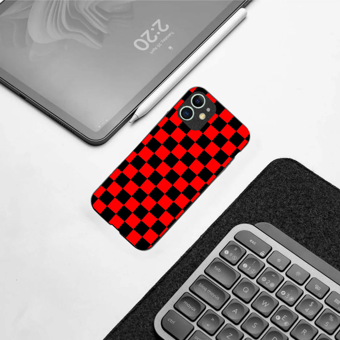 Red & Black Pattern phone case for iphone 12 |Glass case