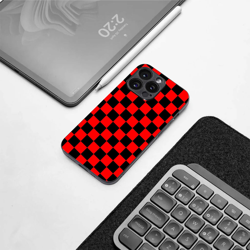 Red & Black Pattern phone case for iphone 11 pro max |Glass case