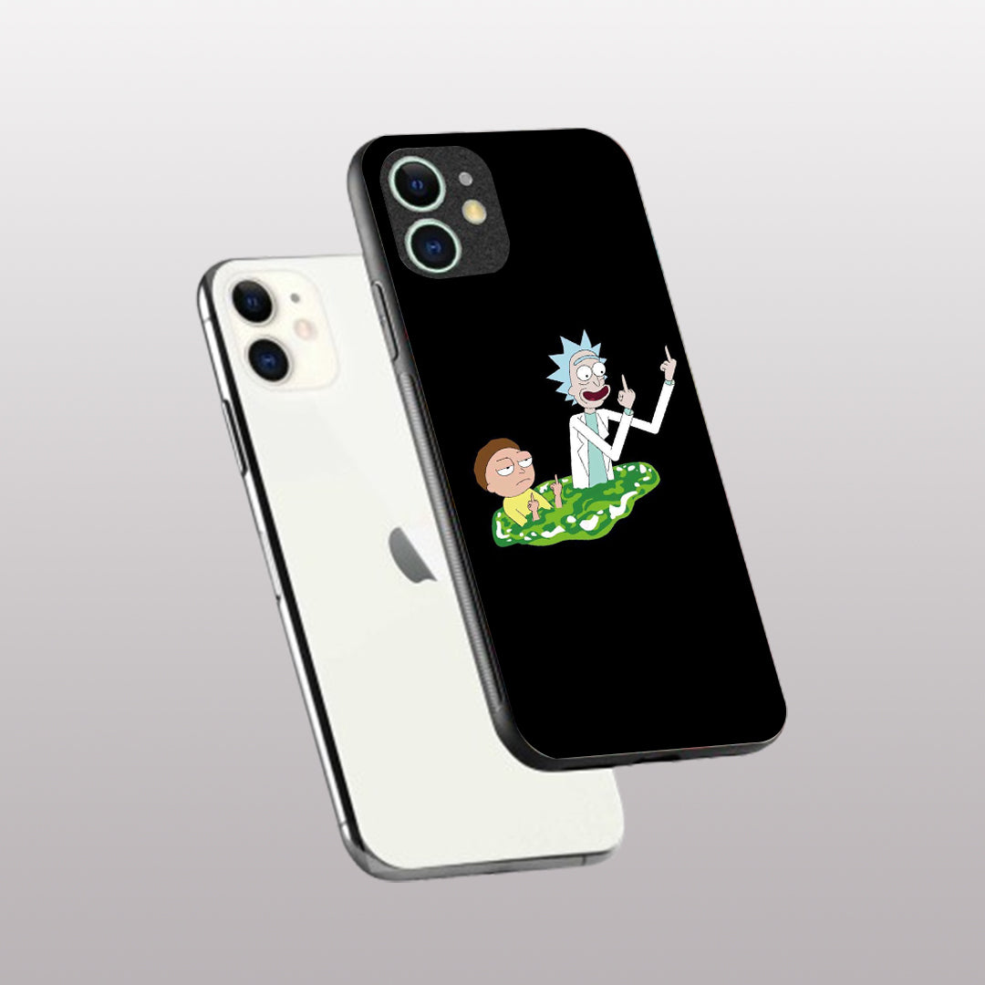 Rick & Morty pattern phone case for iphone 11| Glass case