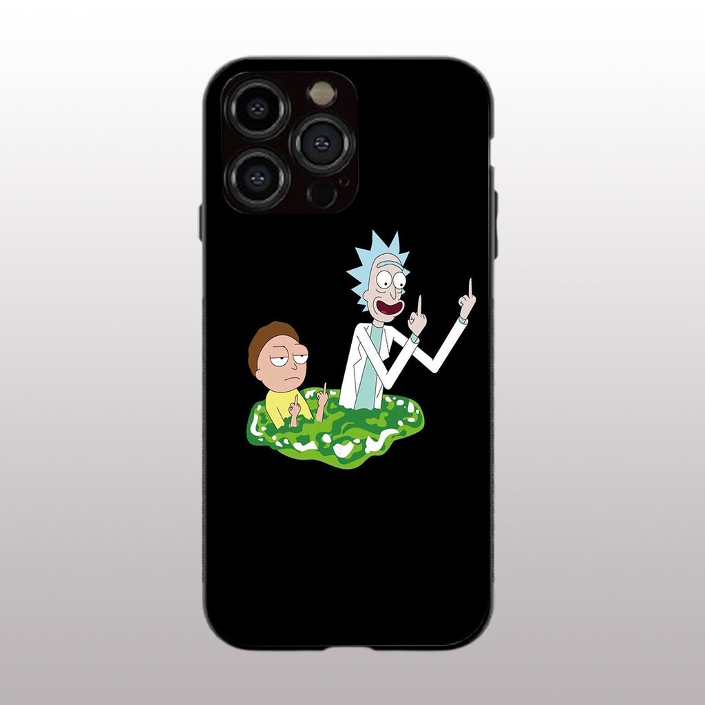 Rick & Morty pattern phone case for iphone 15 pro max | Glass case