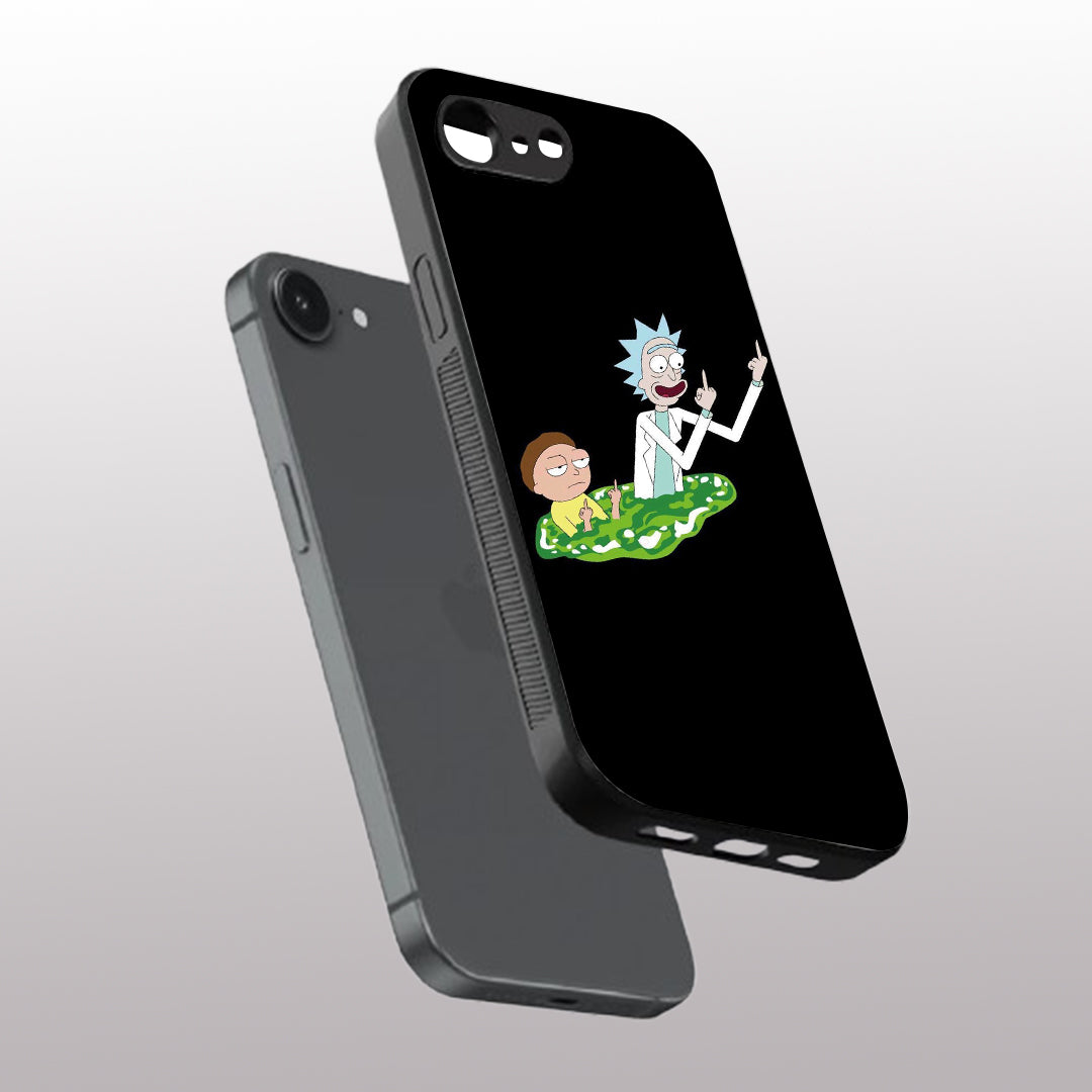 Rick & Morty pattern phone case for iphone 16E | Glass case