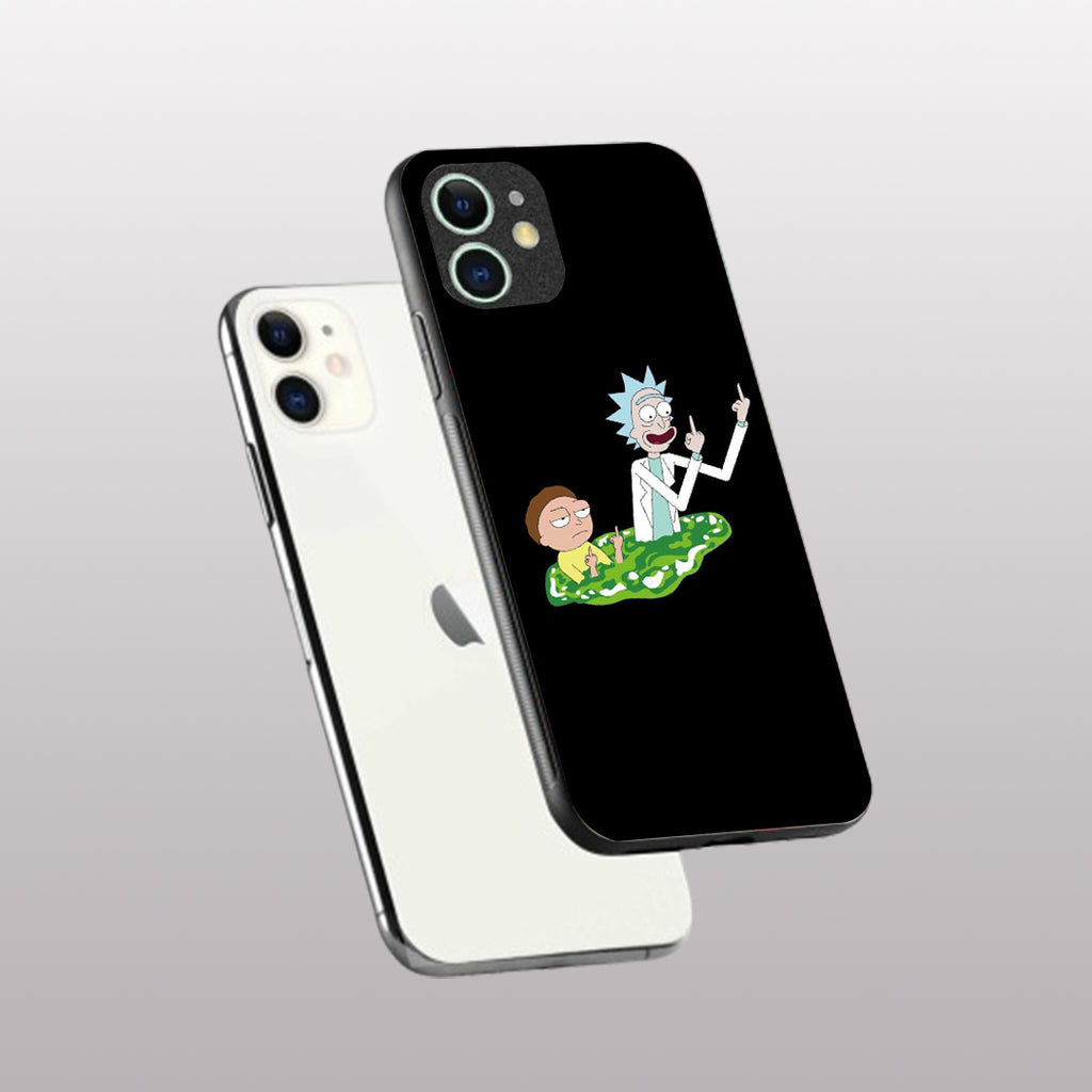 Rick & Morty pattern phone case for iphone 12|Glass case