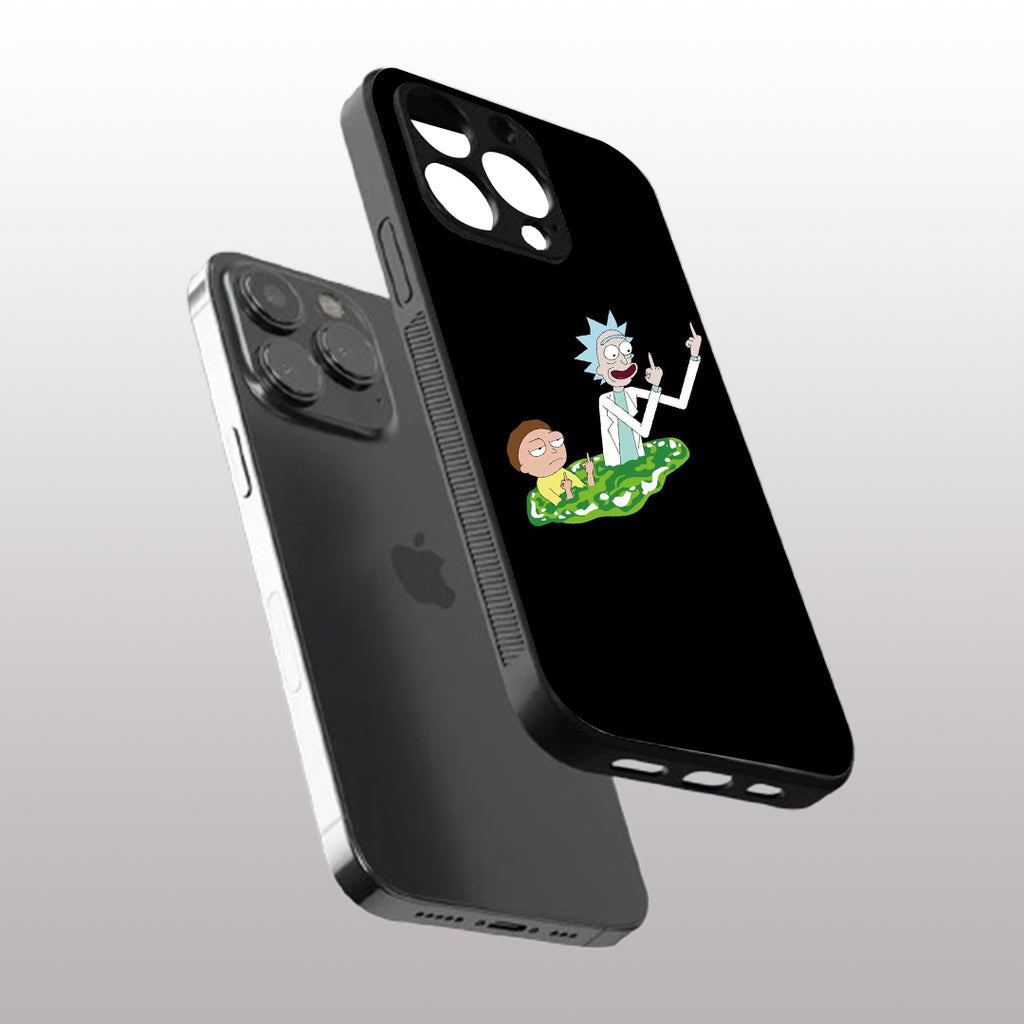 Rick & Morty pattern phone case for iphone 16 pro max | Glass case