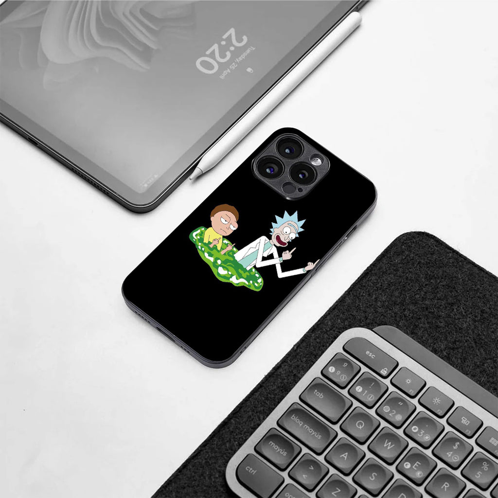Rick & Morty pattern phone case for iphone 12 pro max | Glass case