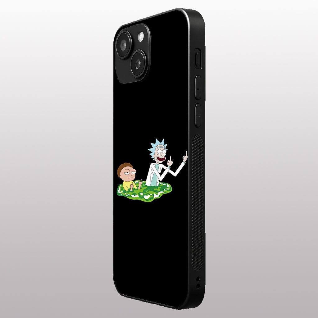 Rick & Morty pattern phone case for iphone 15 plus | Glass case