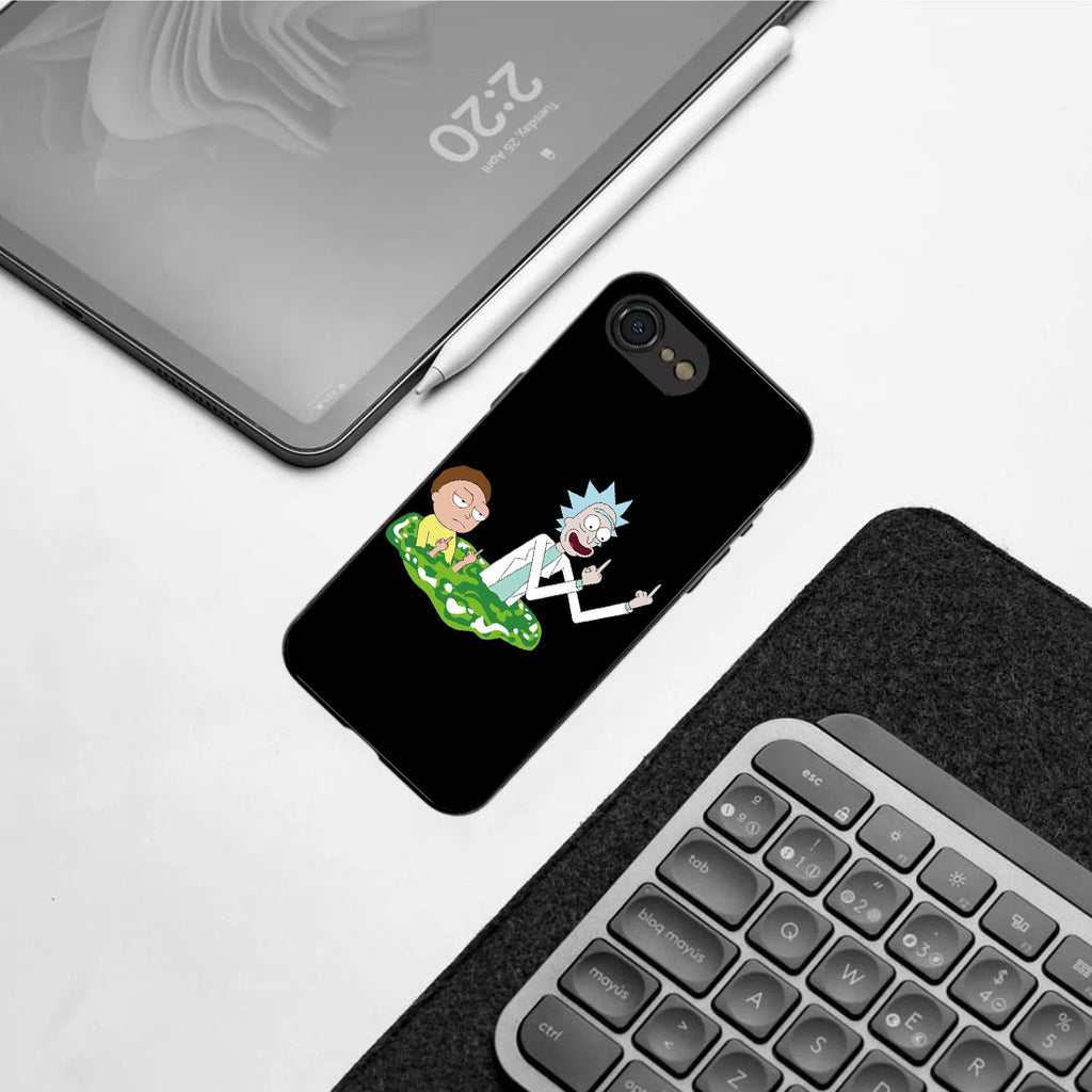 Rick & Morty pattern phone case for iphone 16E | Glass case
