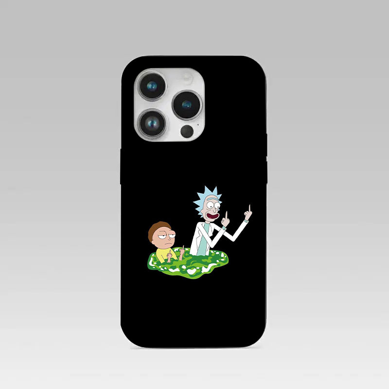 Rick & Morty pattern phone case for iphone 16 pro | Glass case