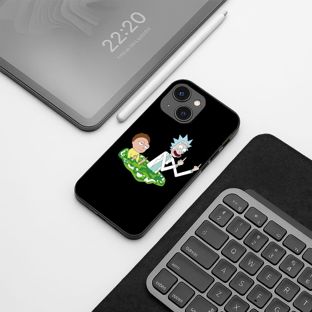 Rick & Morty pattern phone case for iphone 14 | Glass case