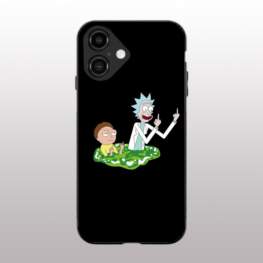 Rick & Morty pattern phone case for iphone 16 plus | Glass case
