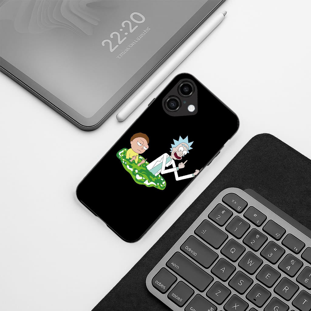 Rick & Morty pattern phone case for iphone 16 plus | Glass case