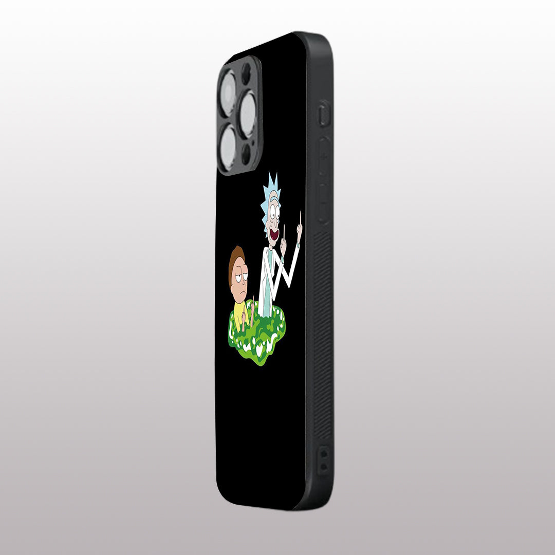 Rick & Morty pattern phone case for iphone 15 pro | Glass case