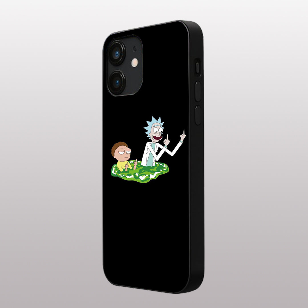 Rick & Morty pattern phone case for iphone 12|Glass case