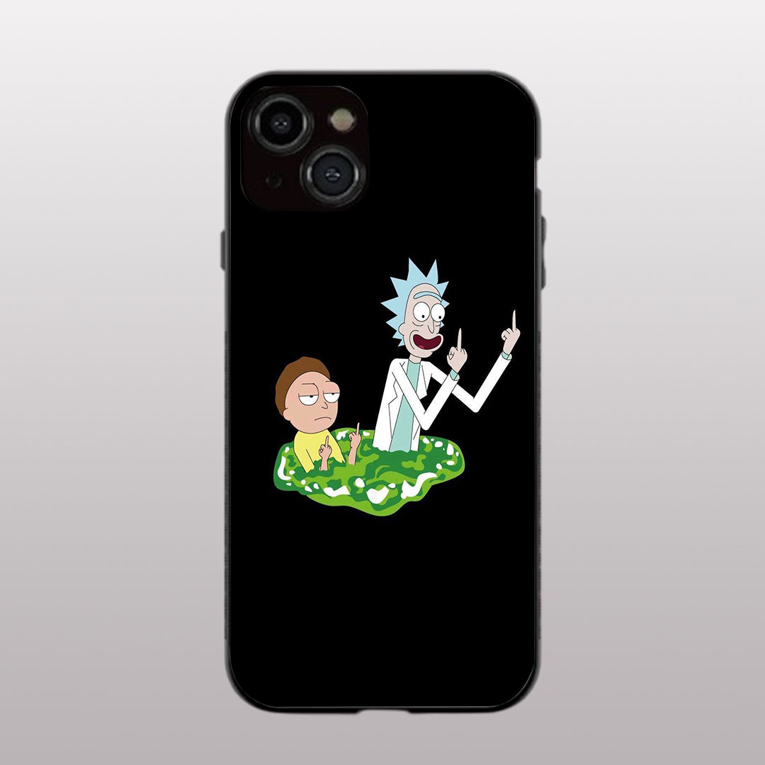 Rick & Morty pattern phone case for iphone 14 plus | Glass case