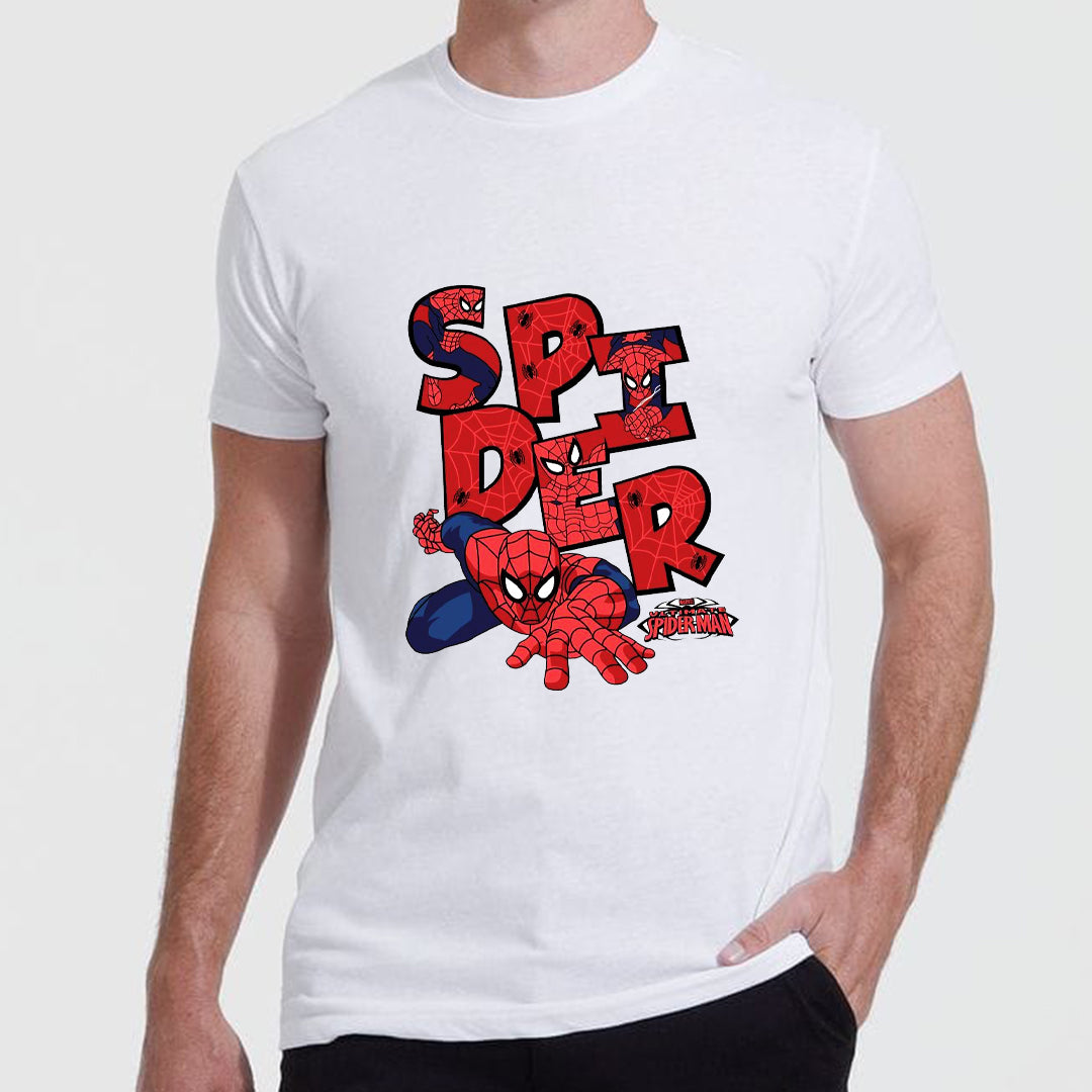 Spider Hero T-Shirt for Men | Superhero Graphic Printed Tee | Comic Style Streetwear T-Shirt India | Cotton Polyester A4 Print | Rentalkart