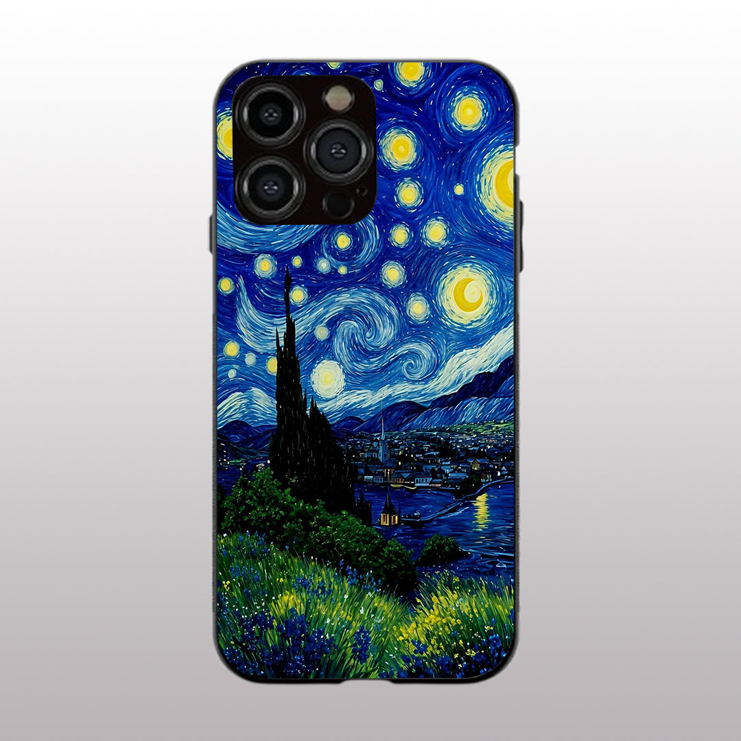 Stary Night pattern phone case for iphone 16 pro max |Glass case