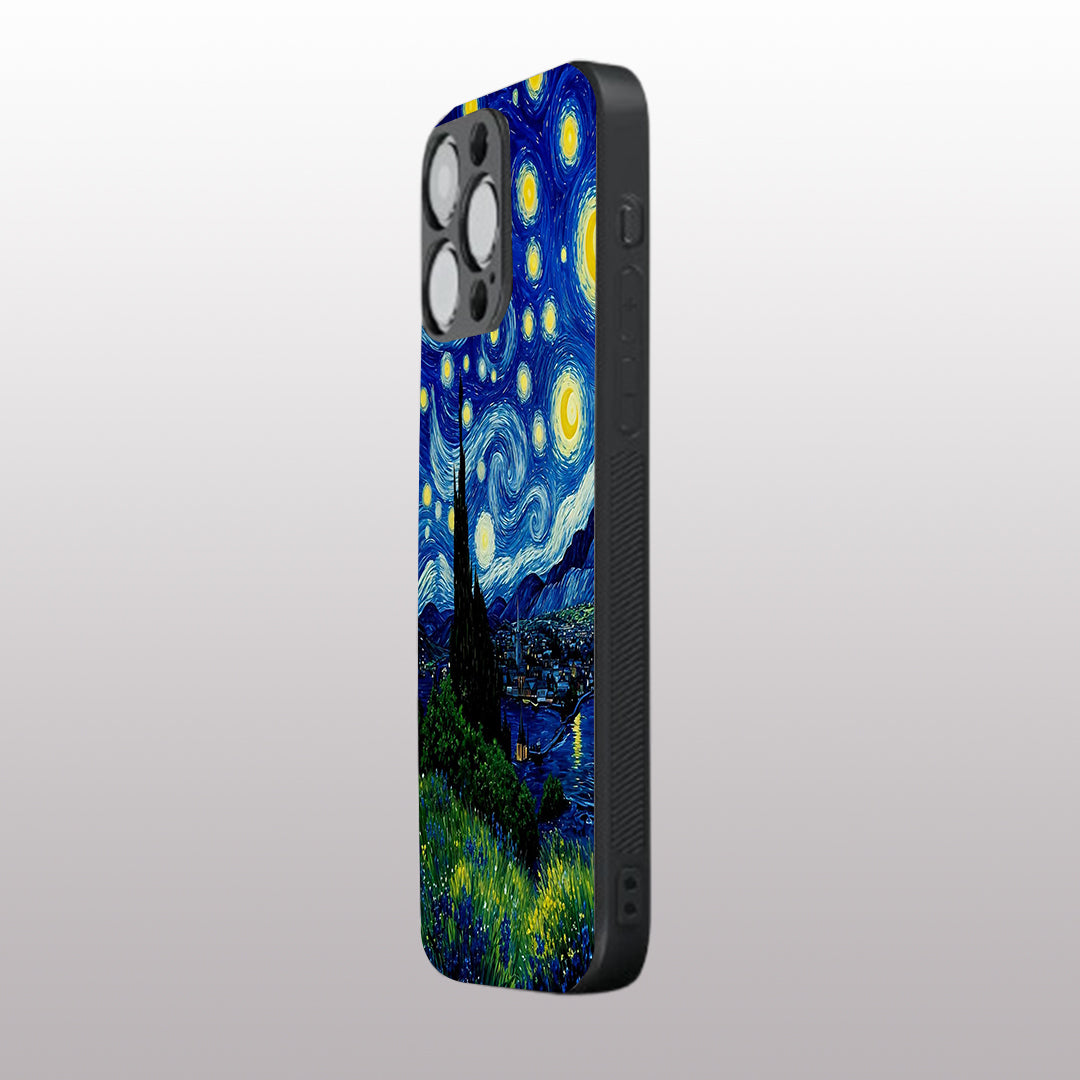 Stary Night pattern phone case for iphone 15 pro | Glass case
