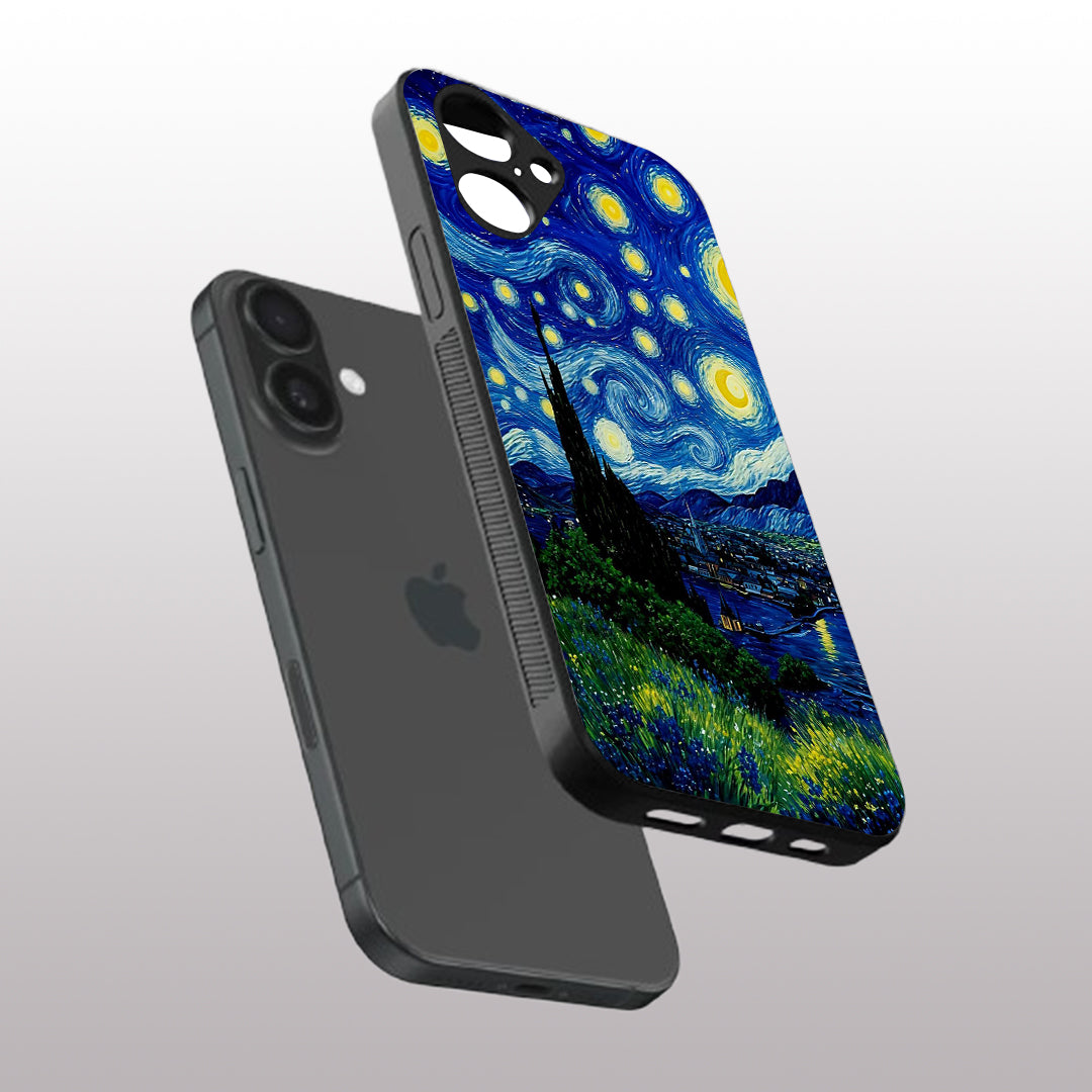 Stary Night pattern phone case for iphone 16 plus | Glass case