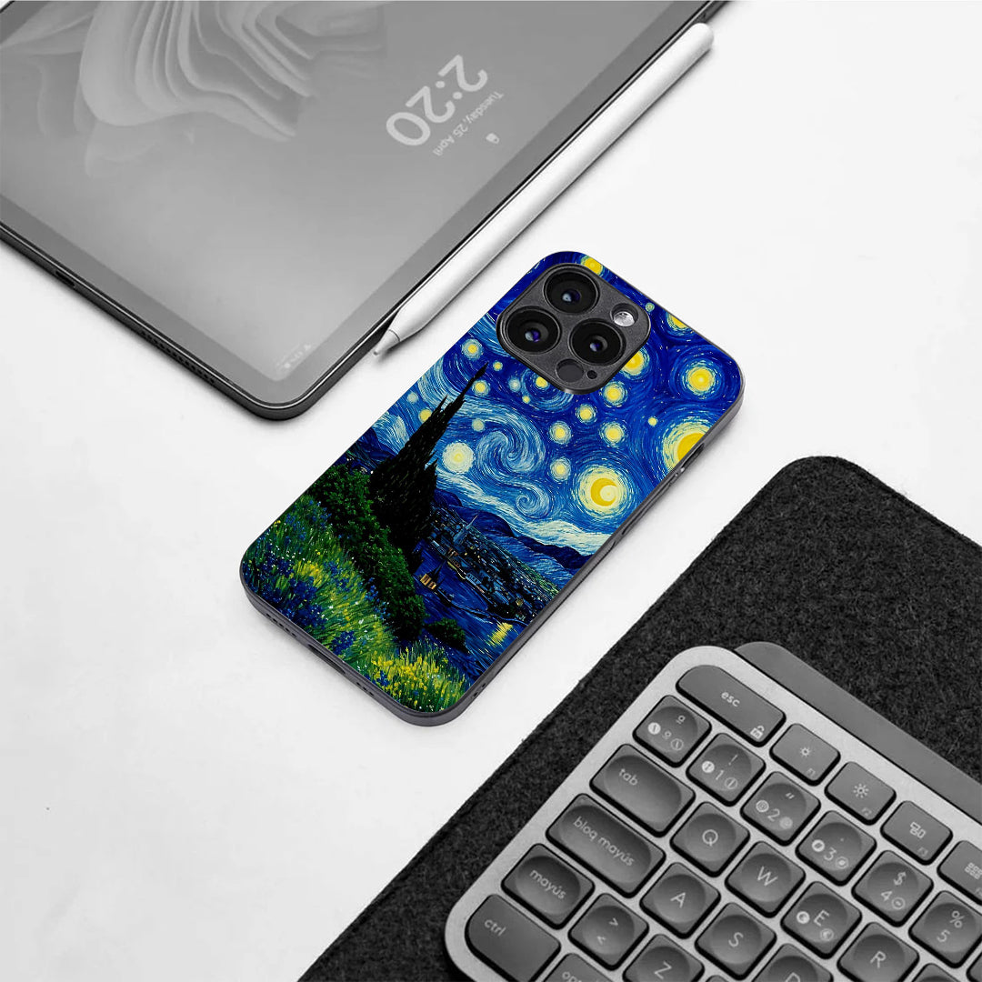 Stary Night pattern phone case for iphone 16 pro | Glass case