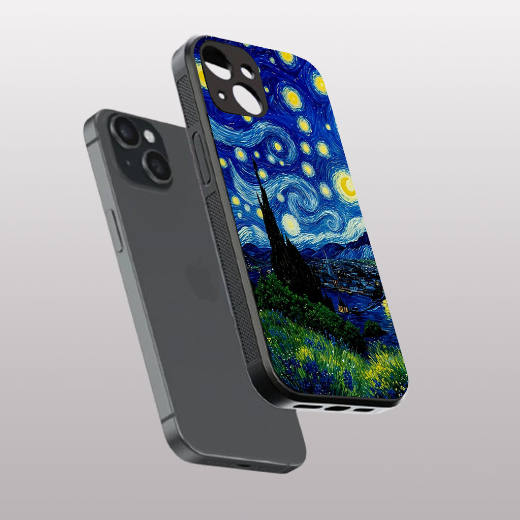 Stary Night pattern phone case for iphone 14 plus | Glass case