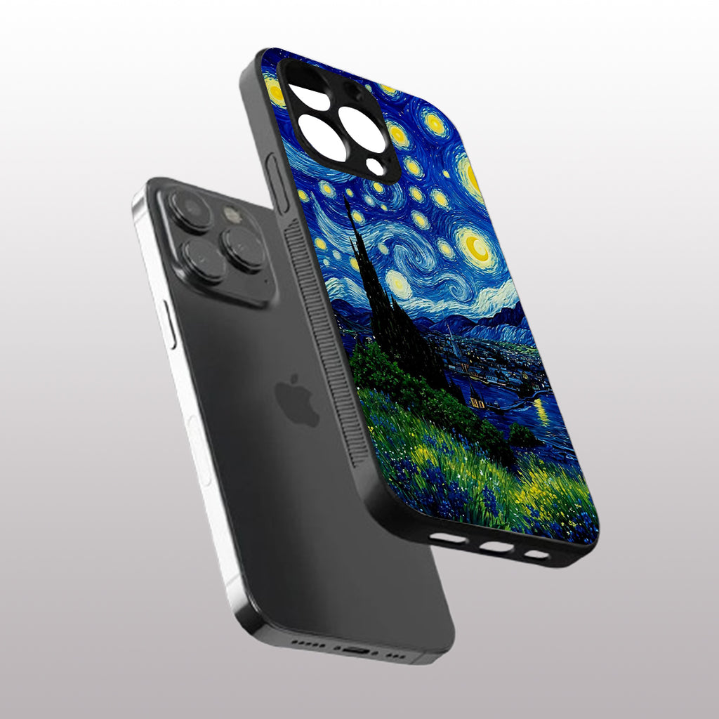 Stary Night pattern phone case for iphone 15 pro | Glass case