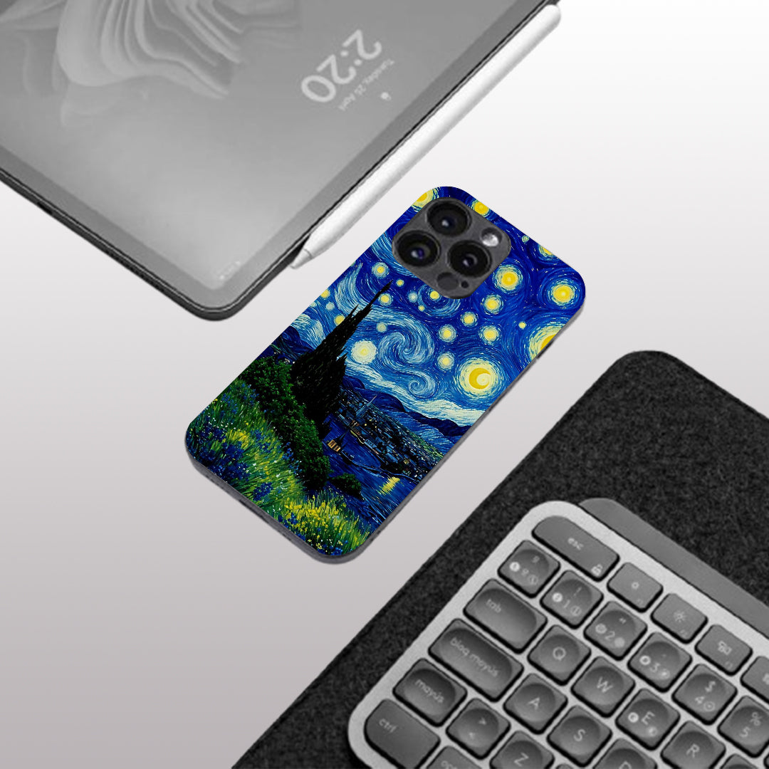 Stary Night pattern phone case for iphone 16 pro max |Glass case