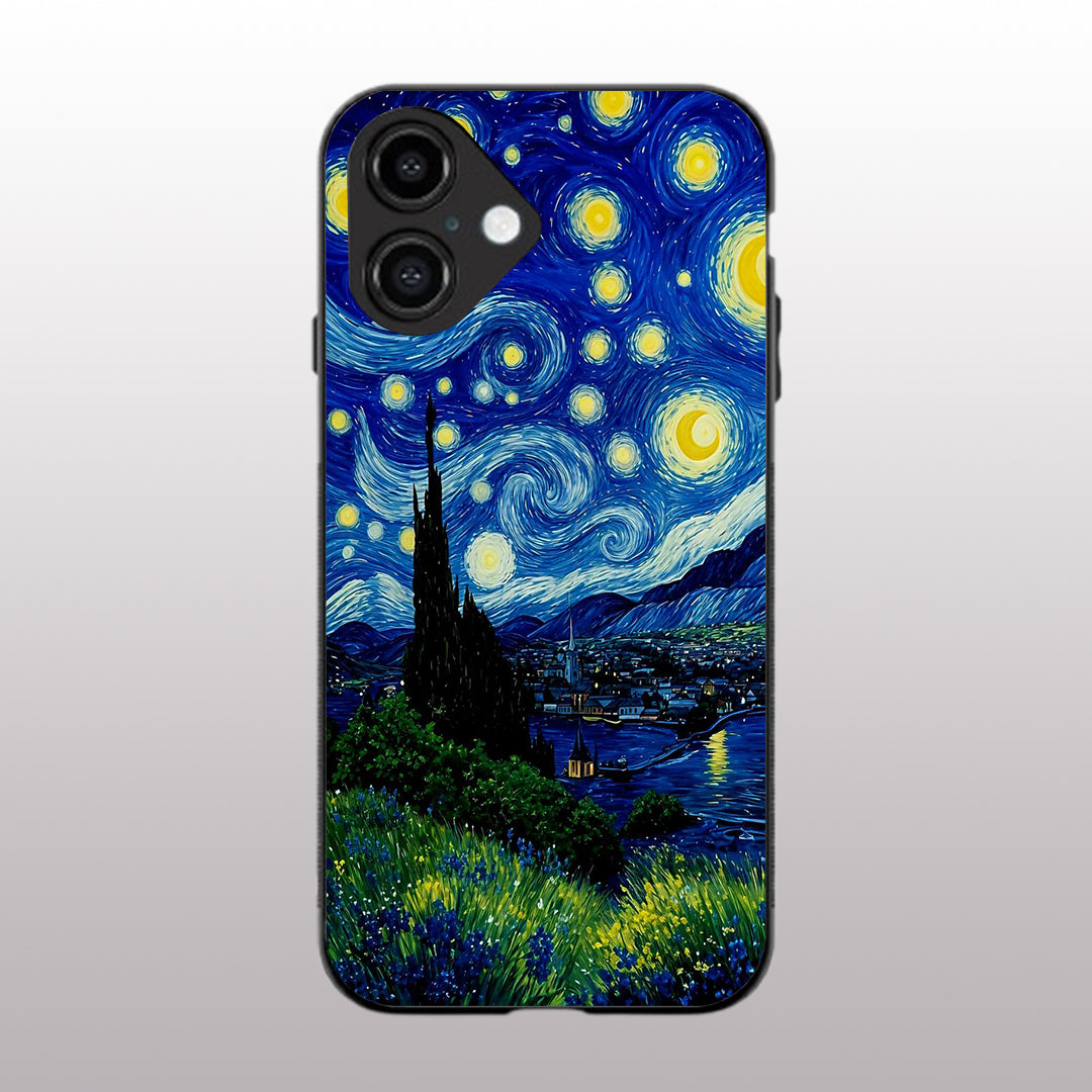 Stary Night pattern phone case for iphone 16 plus | Glass case