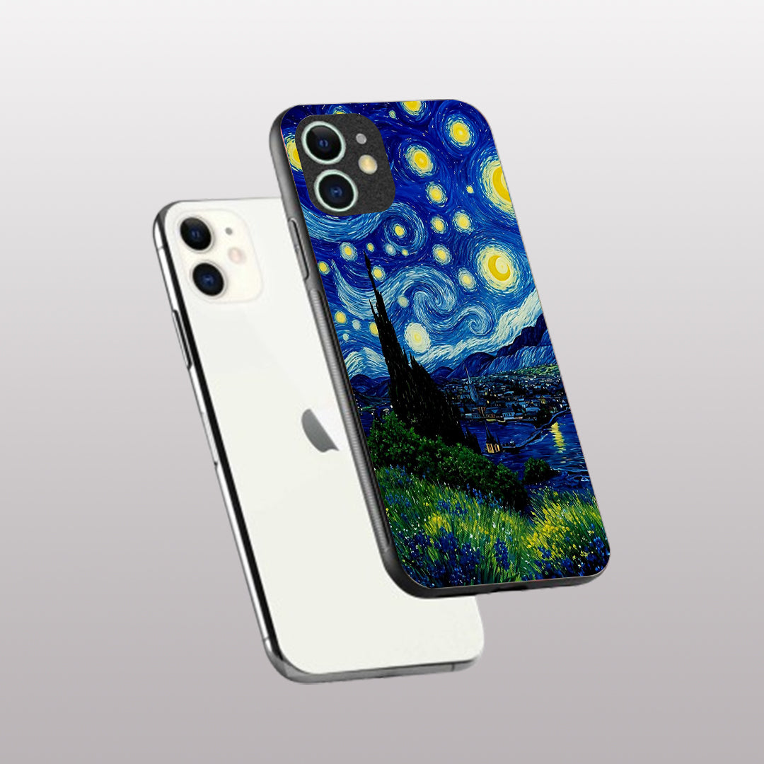 Starry Night pattern phone case for iphone 11| Glass case
