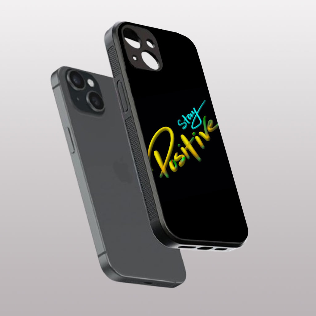 Stay Positive pattern phone case for iphone 13 mini | Glass case