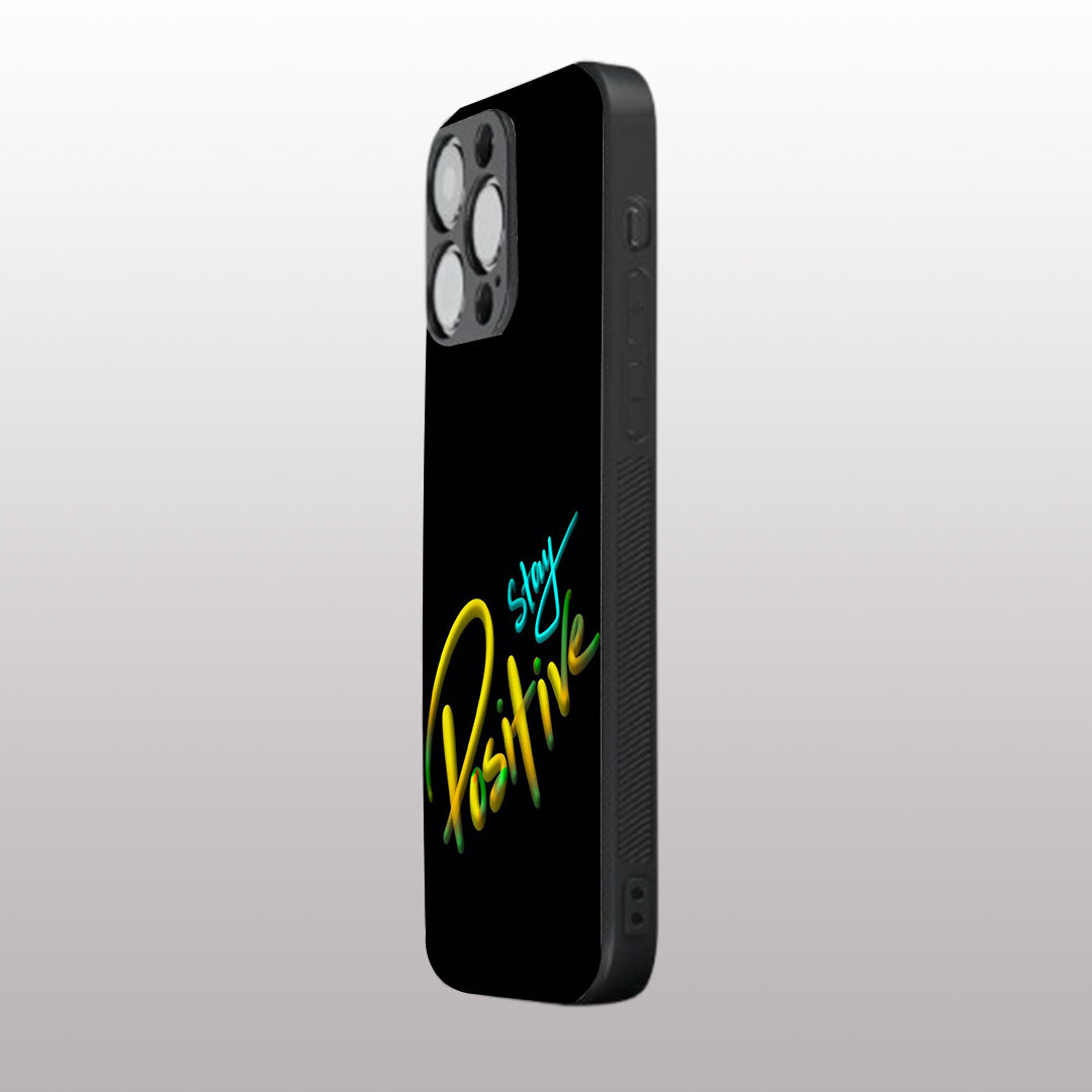 Stay Positive pattern phone case for iphone 15 pro | Glass case