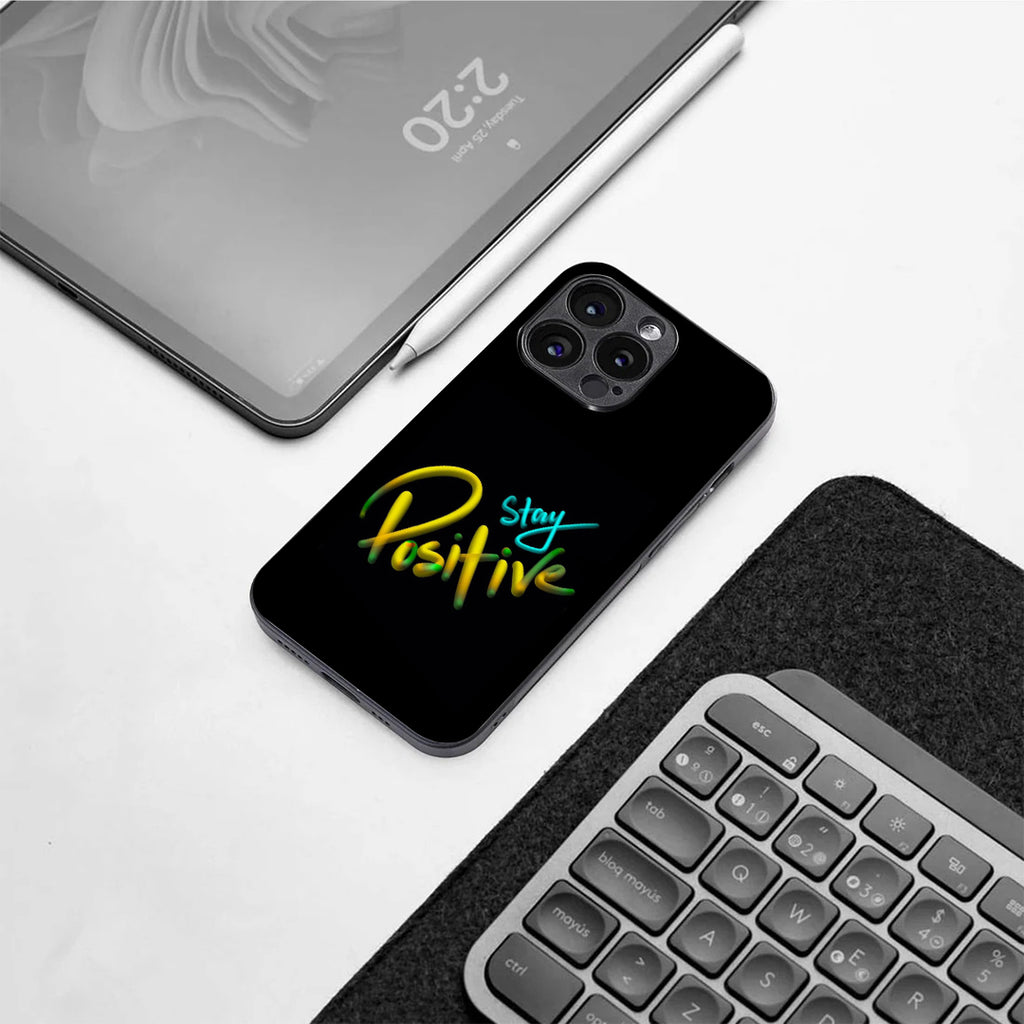 Stay Positive pattern phone case for iphone 12 pro|Glass case