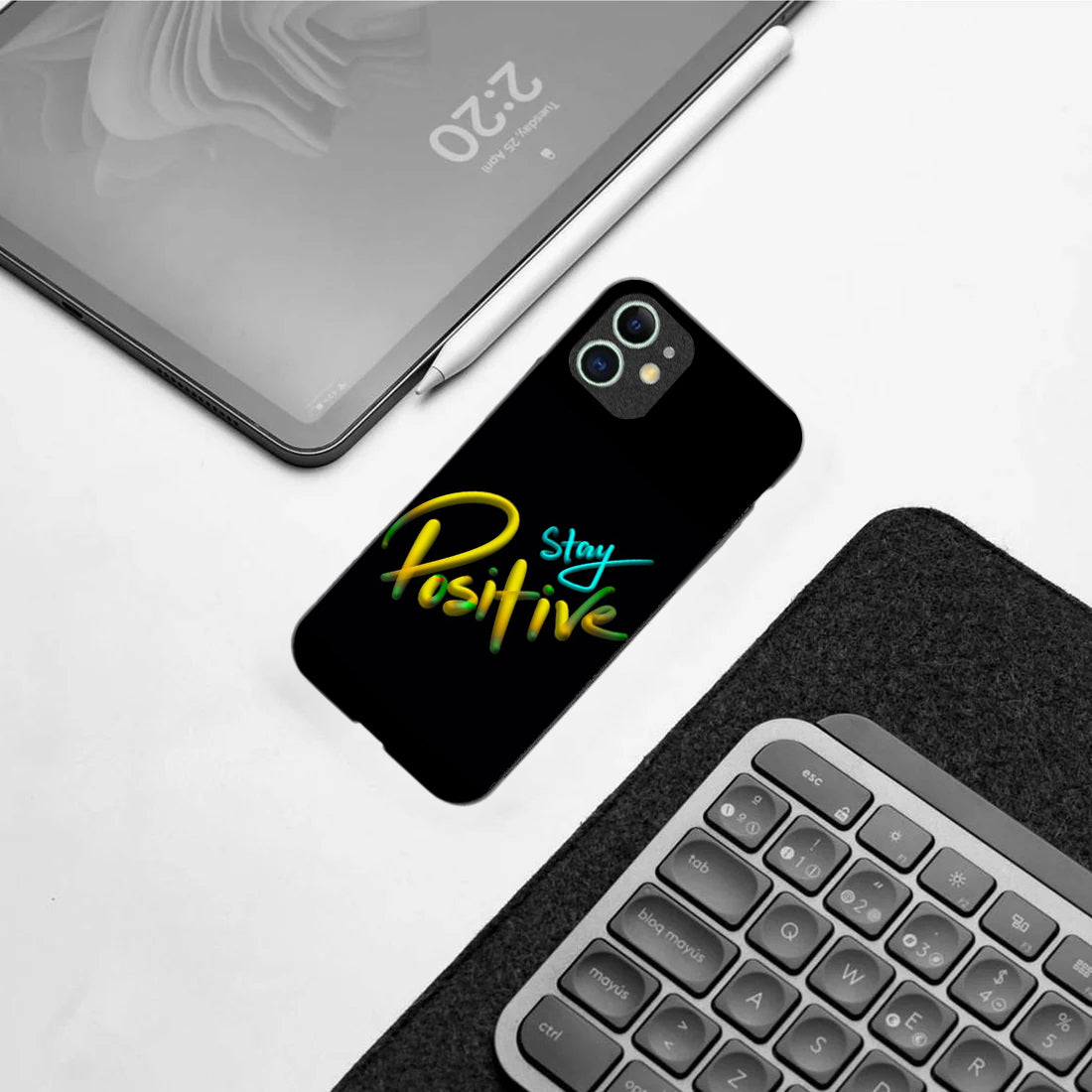 Stay Positive pattern phone case for iphone 12 mini |Glass case
