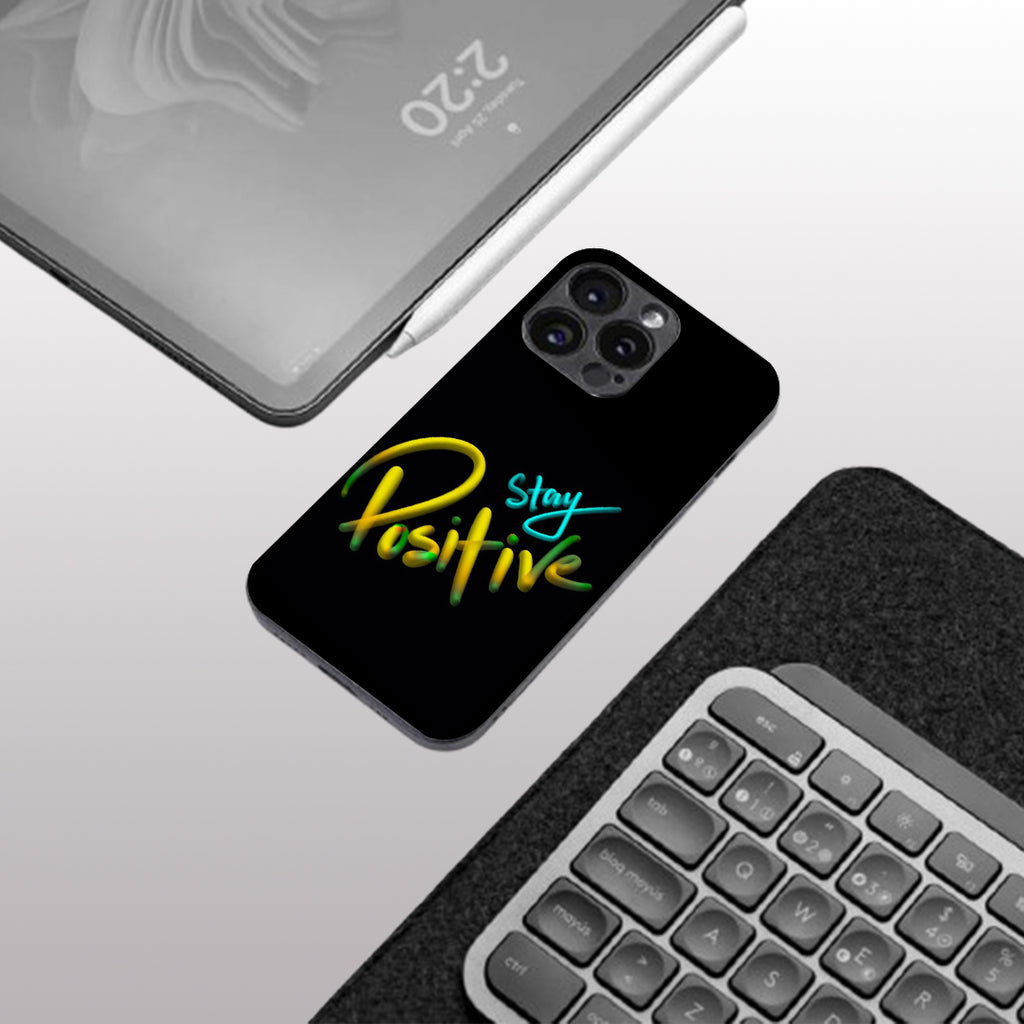 Stay Positive pattern phone case for iphone 14 pro max| Glass case