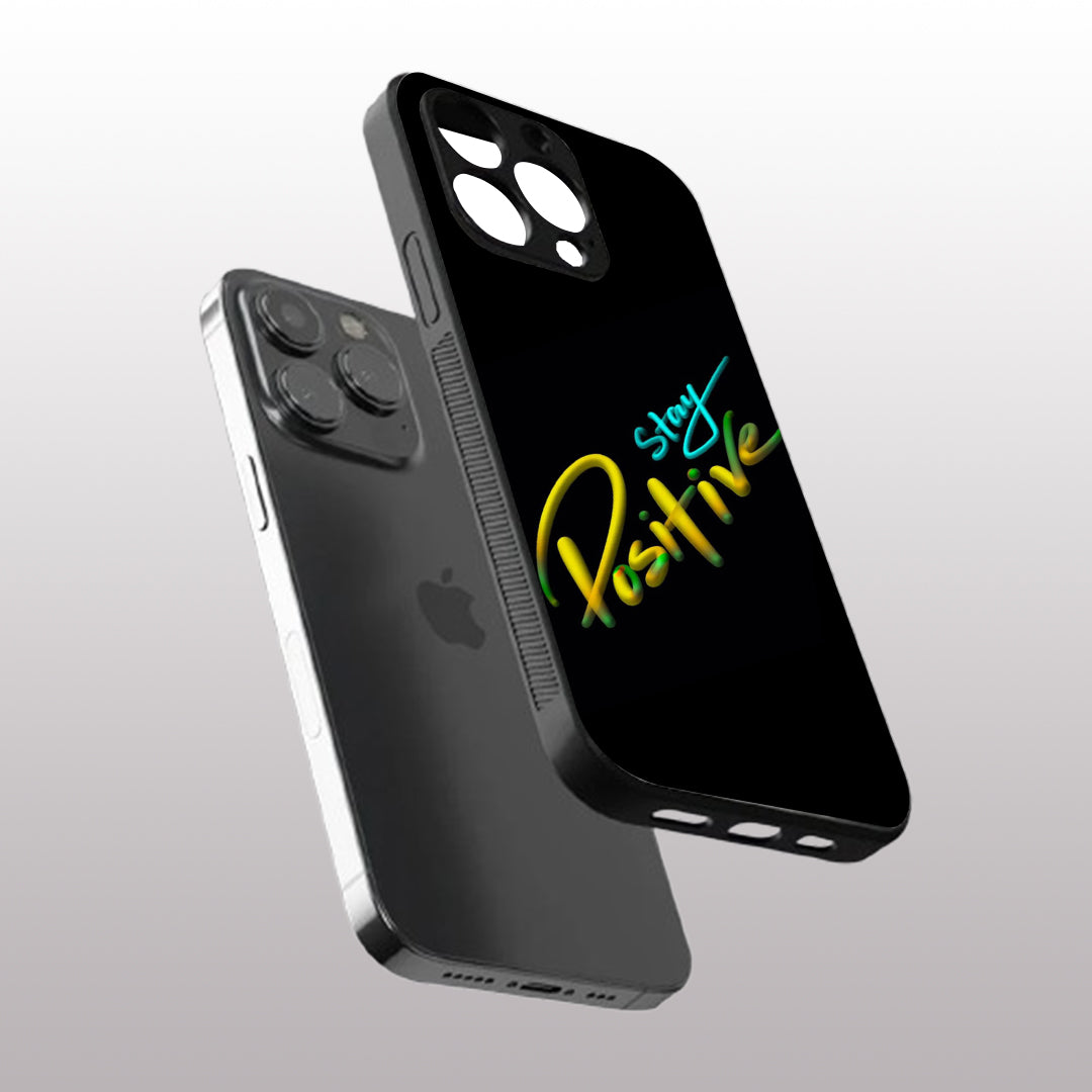 Stay Positive pattern phone case for iphone 13 pro max | Glass case