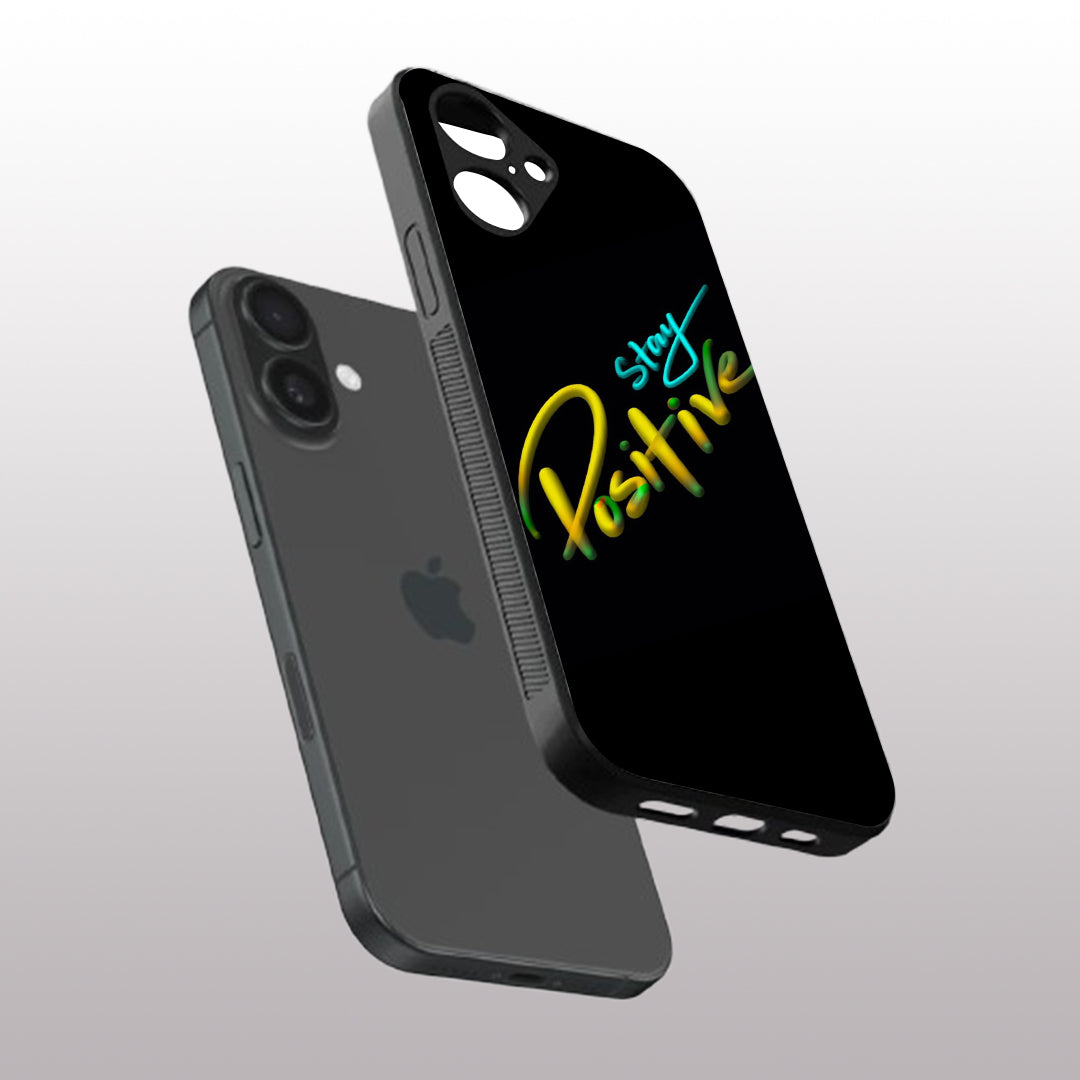 Stay Positive pattern phone case for iphone 16 plus | Glass case