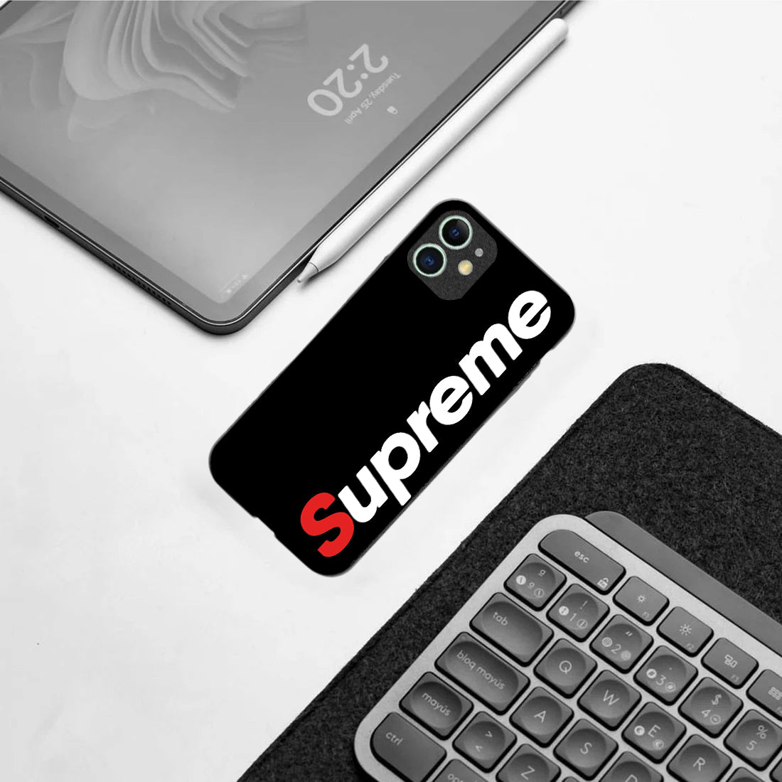 Supreme pattern phone case for iphone 12 mini |Glass case