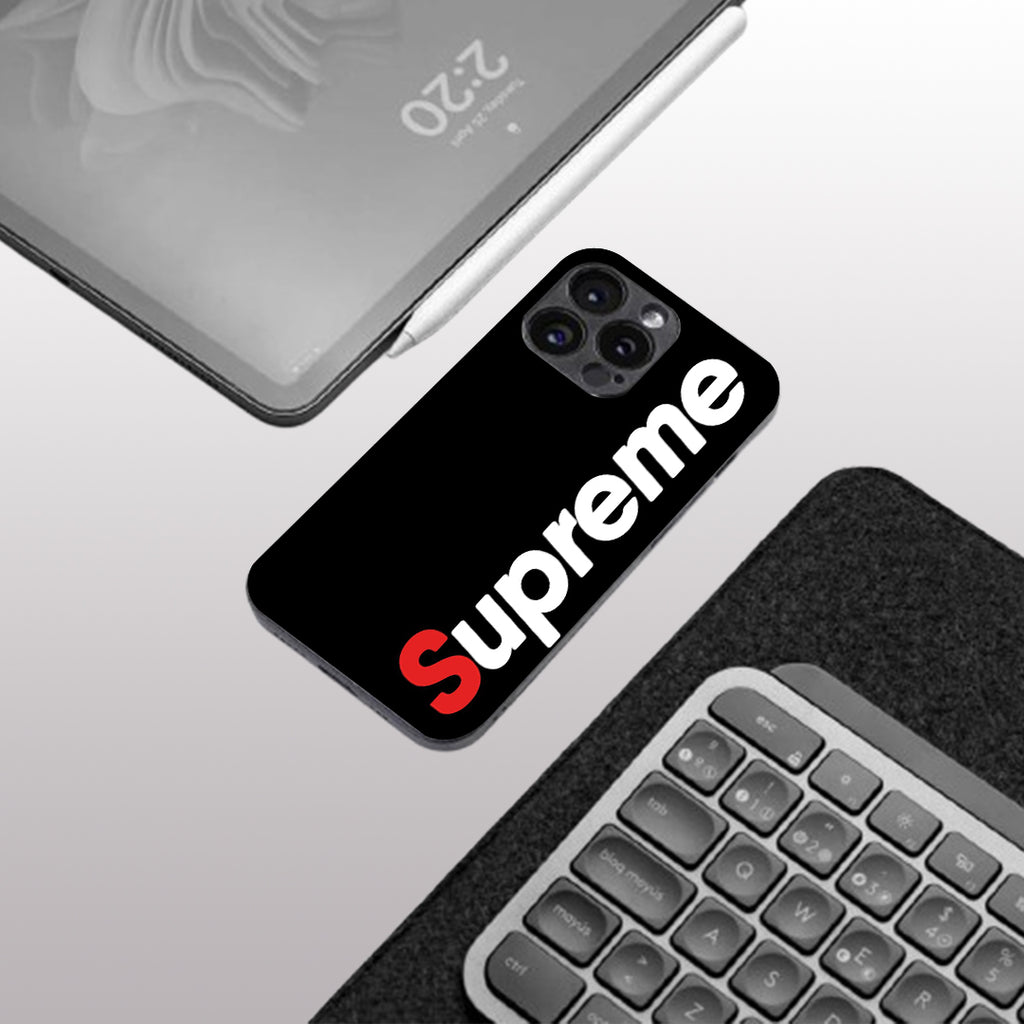 Supreme pattern phone case for iphone 15 pro | Glass case