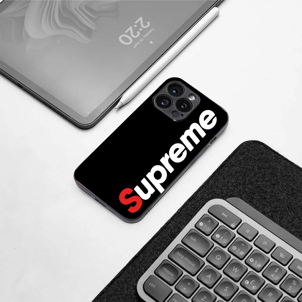 supreme pattern phone case for iphone 12 pro max | Glass case